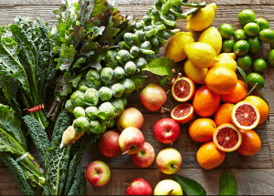 a group of fruits and vegetables on a wood surface Healthy Weight Loss Diets Kelvindale